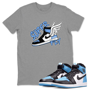 Air Jordan 1 Retro High OG UNC Toe Shirt to match Jordans Super Fly Sneaker Tees AJ1 UNC Toe SNRT Sneaker Release Tees Crew Neck T-Shirts Heather Grey 1