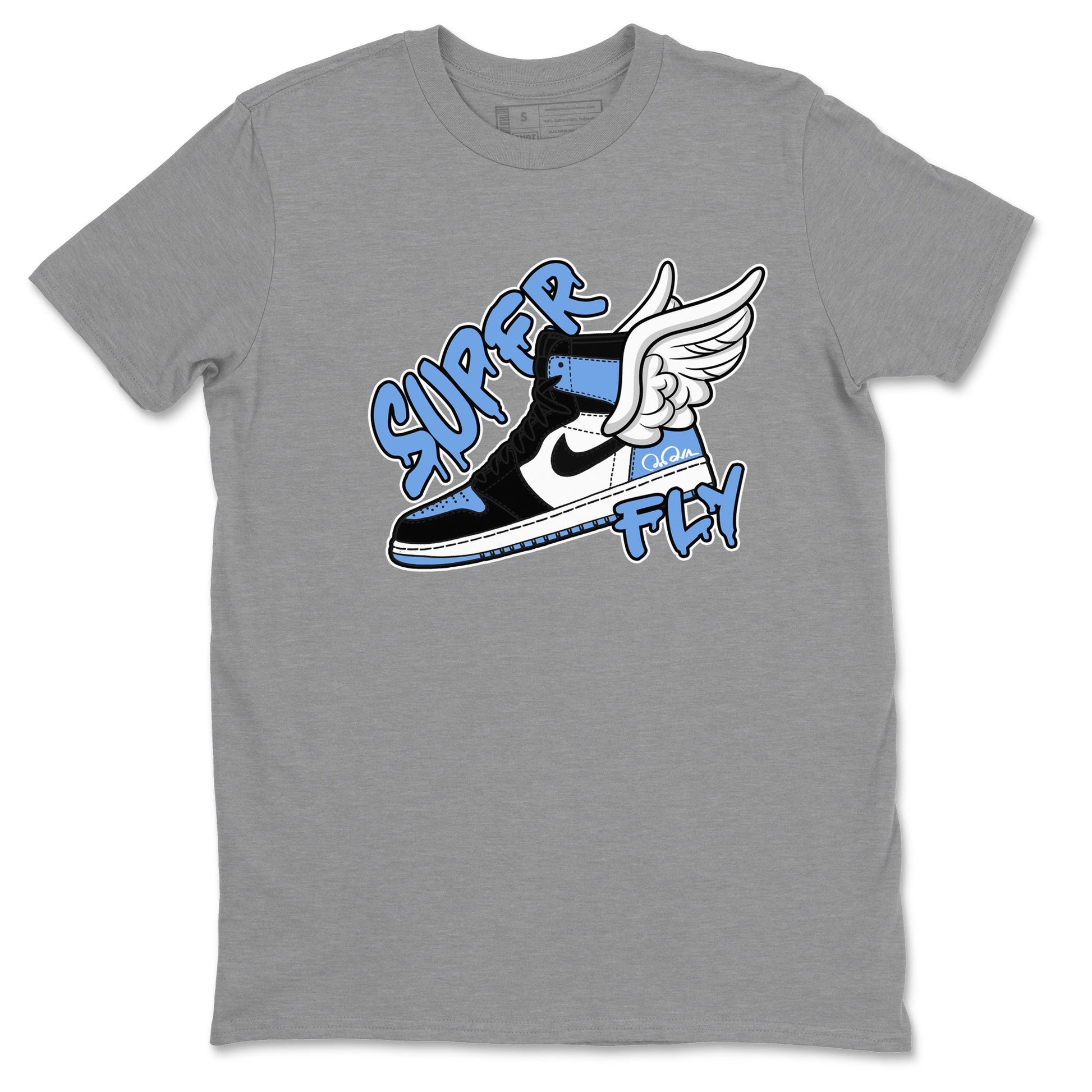 Air Jordan 1 Retro High OG UNC Toe Shirt to match Jordans Super Fly Sneaker Tees AJ1 UNC Toe SNRT Sneaker Release Tees Crew Neck T-Shirts Heather Grey 2
