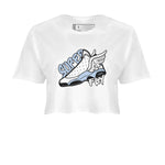 Air Jordan 13 Blue Grey shirt to match jordans Super Fly sneaker tees AJ13 Blue Grey SNRT Sneaker Release Tees White 2 crop length shirt