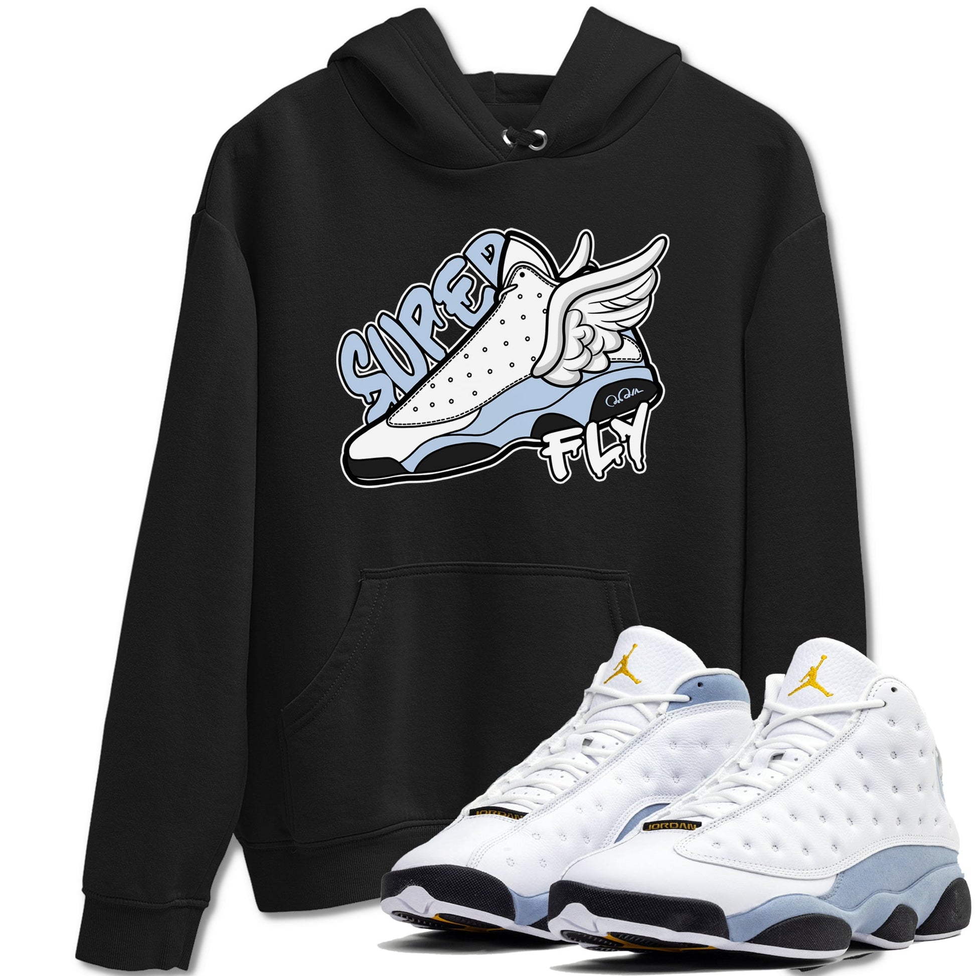 Air Jordan 13 Blue Grey shirt to match jordans Super Fly sneaker tees AJ13 Blue Grey SNRT Sneaker Release Tees unisex cotton Black 1 crew neck shirt