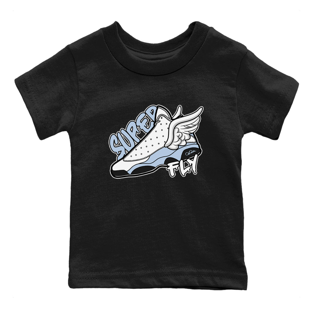Air Jordan 13 Blue Grey shirt to match jordans Super Fly sneaker tees AJ13 Blue Grey SNRT sneaker release tees baby toddler Black 2 cotton Shirt