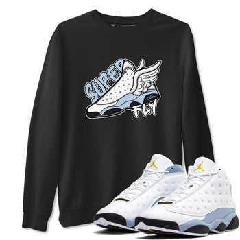 Air Jordan 13 Blue Grey shirt to match jordans Super Fly sneaker tees AJ13 Blue Grey SNRT Sneaker Release Tees unisex cotton Black 1 crew neck shirt