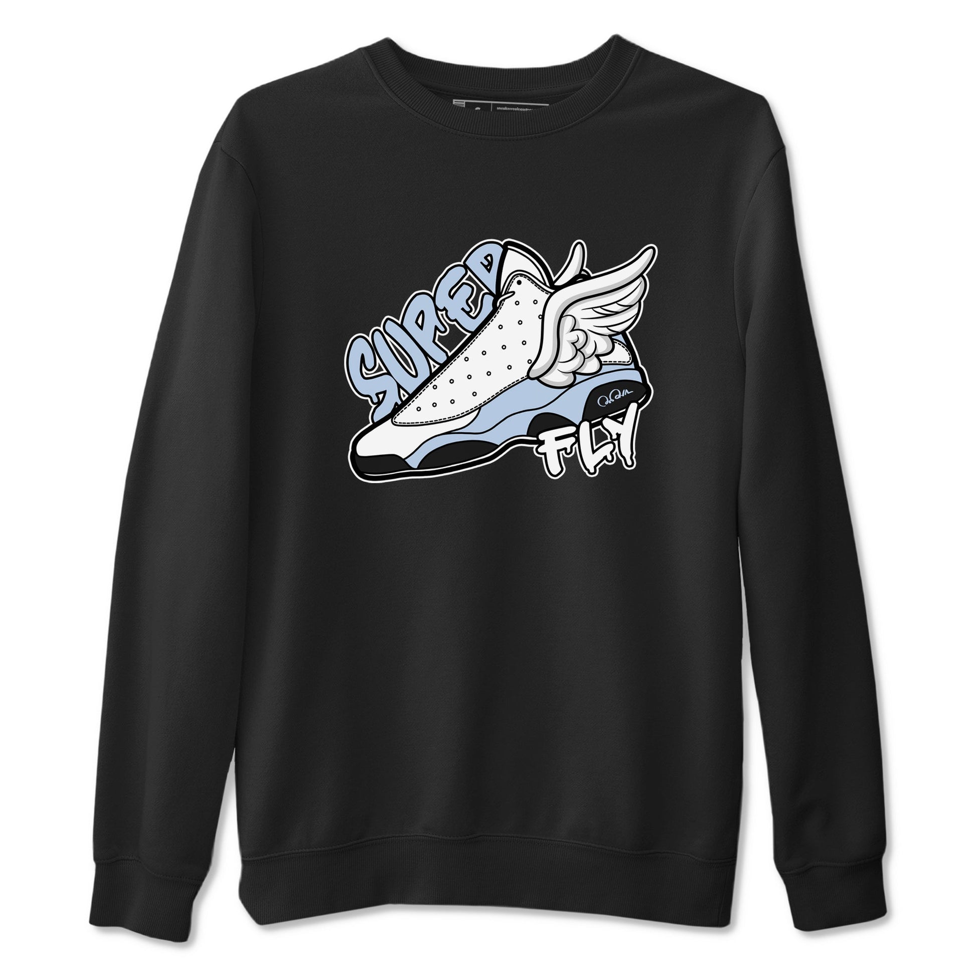 Air Jordan 13 Blue Grey shirt to match jordans Super Fly sneaker tees AJ13 Blue Grey SNRT Sneaker Release Tees unisex cotton Black 2 crew neck shirt