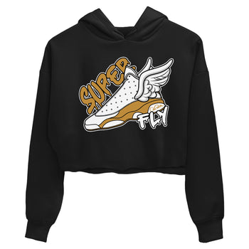 Air Jordan 13 Wheat Sneaker Match Tees Super Fly Sneaker Tees AJ13 Wheat Sneaker Release Tees Women's Shirts Black 2