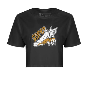Air Jordan 13 Wheat Sneaker Match Tees Super Fly Sneaker Tees AJ13 Wheat Sneaker Release Tees Women's Shirts Black 2