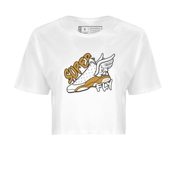 Air Jordan 13 Wheat Sneaker Match Tees Super Fly Sneaker Tees AJ13 Wheat Sneaker Release Tees Women's Shirts White 2