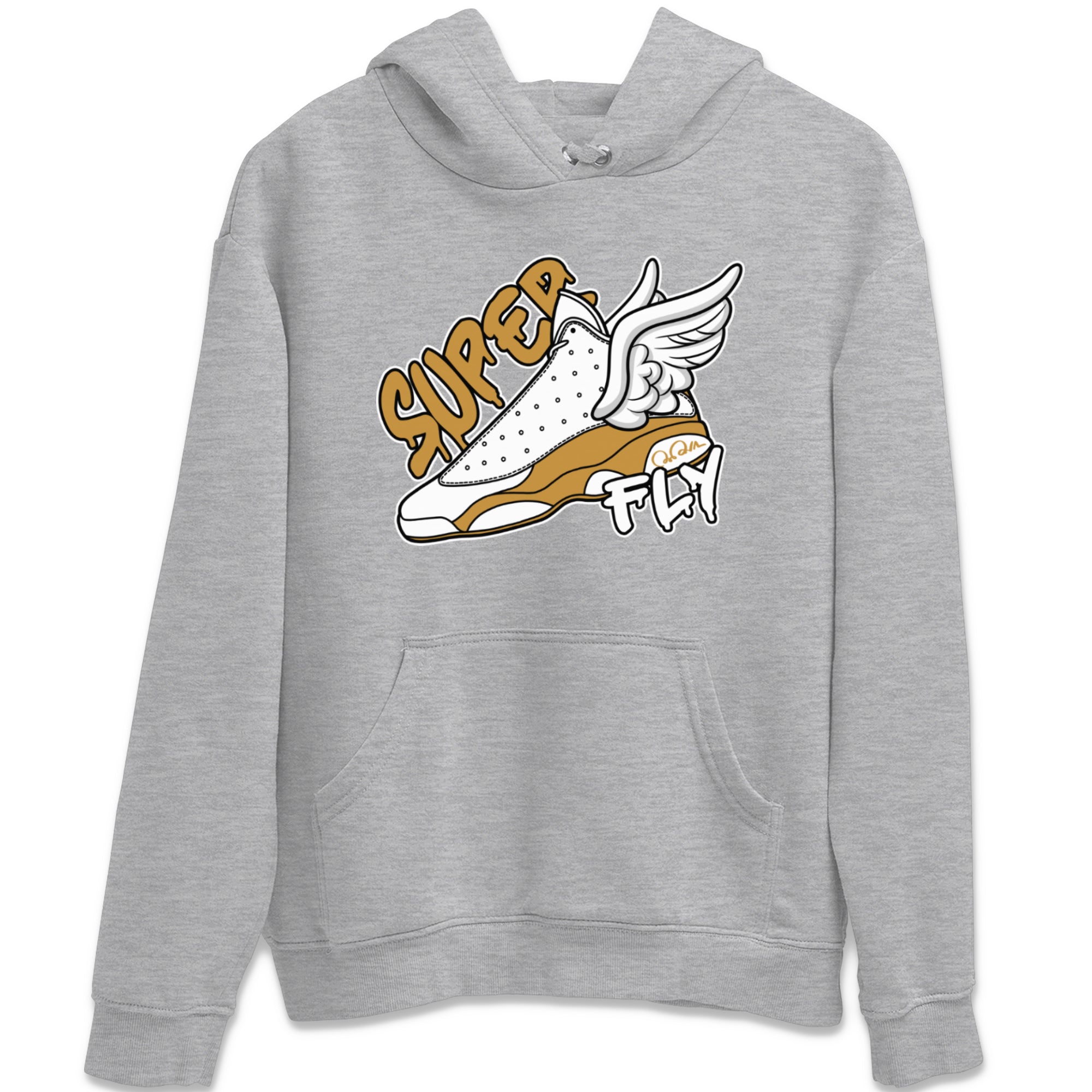 Air Jordan 13 Wheat Sneaker Match Tees Super Fly Sneaker Tees AJ13 Wheat Sneaker Release Tees Unisex Shirts Heather Grey 2