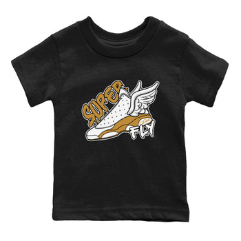 Air Jordan 13 Wheat Sneaker Match Tees Super Fly Sneaker Tees AJ13 Wheat Sneaker Release Tees Kids Shirts Black 2