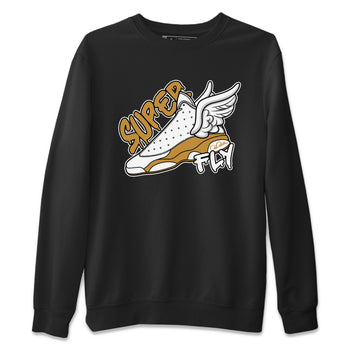 Air Jordan 13 Wheat Sneaker Match Tees Super Fly Sneaker Tees AJ13 Wheat Sneaker Release Tees Unisex Shirts Black 2