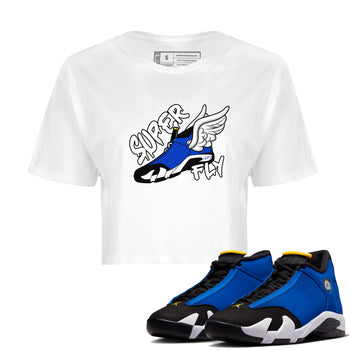 Air Jordan 14 Laney Sneaker Match Tees Super Fly Sneaker Tees AJ14 Laney Sneaker Release Tees Women's Shirts White 1