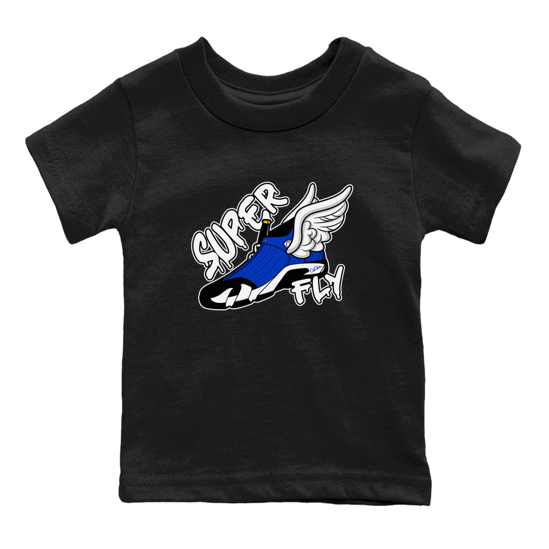 Air Jordan 14 Laney Sneaker Match Tees Super Fly Sneaker Tees AJ14 Laney Sneaker Release Tees Kids Shirts Black 2
