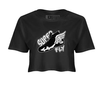 14s Panda shirt to match jordans Super Fly sneaker tees Air Jordan 14 Panda SNRT Sneaker Release Tees Black 2 Crop T-Shirt
