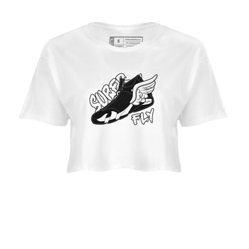 14s Panda shirt to match jordans Super Fly sneaker tees Air Jordan 14 Panda SNRT Sneaker Release Tees White 2 Crop T-Shirt