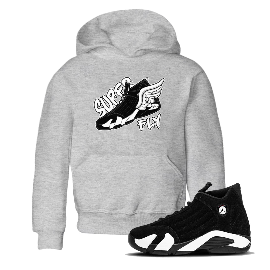 14s Panda shirt to match jordans Super Fly sneaker tees Air Jordan 14 Panda SNRT Sneaker Release Tees Baby Toddler Heather Grey 1 T-Shirt
