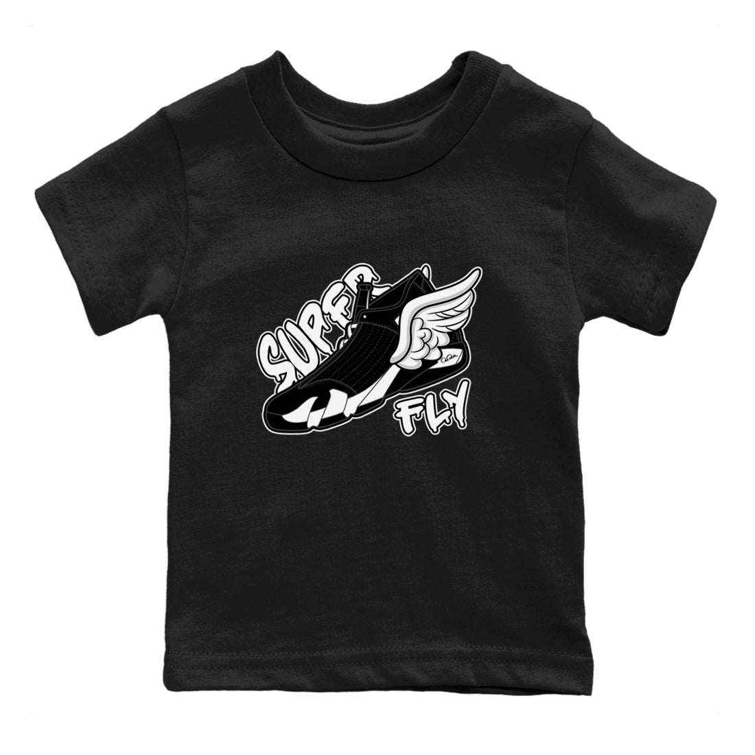 14s Panda shirt to match jordans Super Fly sneaker tees Air Jordan 14 Panda SNRT Sneaker Release Tees Baby Toddler Black 2 T-Shirt