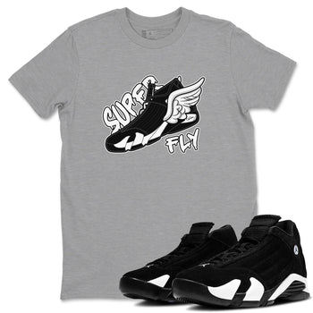 14s Panda shirt to match jordans Super Fly sneaker tees Air Jordan 14 Panda SNRT Sneaker Release Tees Unisex Heather Grey 1 T-Shirt