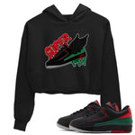 2s Christmas X-mas gift shirt to match jordans Super Fly sneaker tees Air Jordan 2 Christmas SNRT Sneaker Release Tees Black 1 Crop T-Shirt