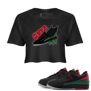 2s Christmas X-mas gift shirt to match jordans Super Fly sneaker tees Air Jordan 2 Christmas SNRT Sneaker Release Tees Black 1 Crop T-Shirt