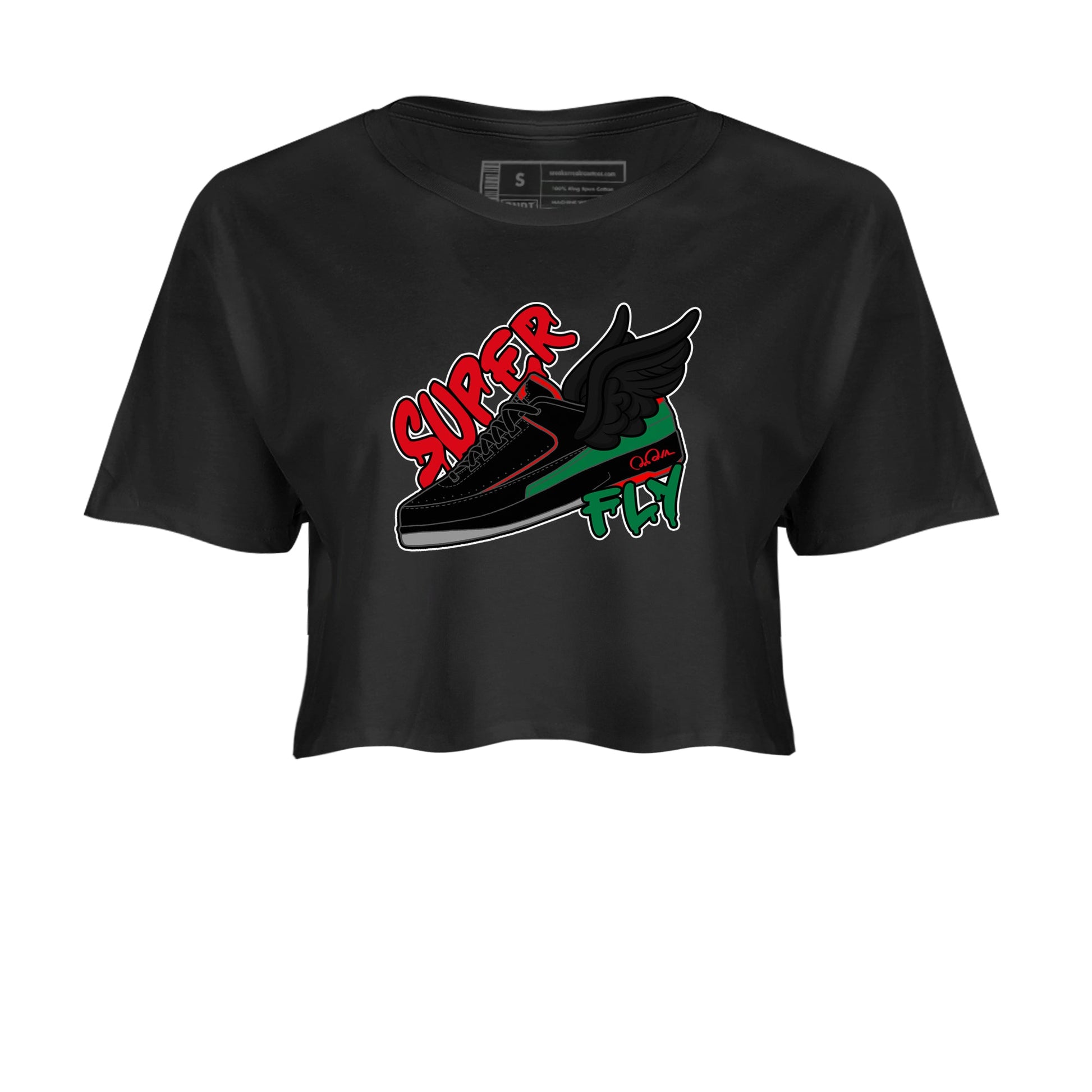 2s Christmas X-mas gift shirt to match jordans Super Fly sneaker tees Air Jordan 2 Christmas SNRT Sneaker Release Tees Black 2 Crop T-Shirt