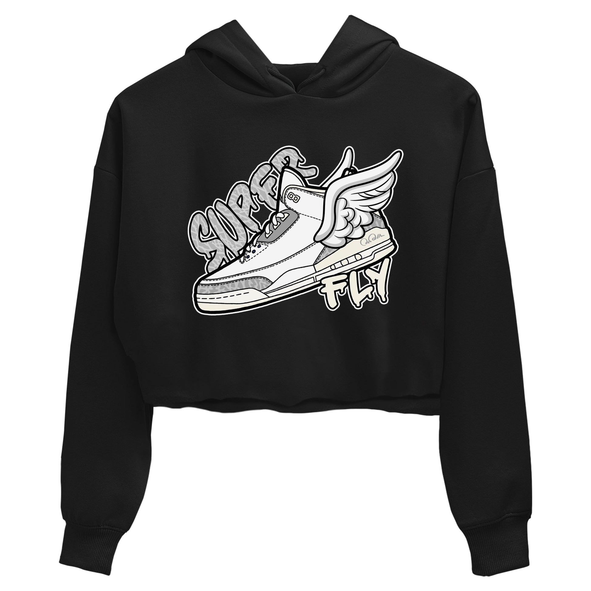 3s Ivory shirt to match jordans Super Fly sneaker tees Air Jordan 3 Ivory SNRT Sneaker Release Tees Black 2 crop length shirt