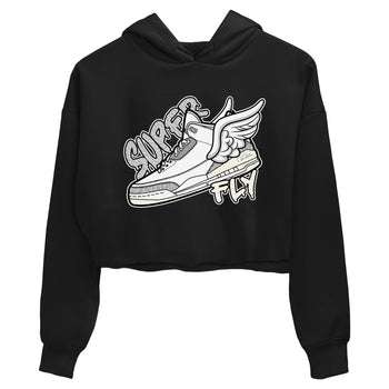 3s Ivory shirt to match jordans Super Fly sneaker tees Air Jordan 3 Ivory SNRT Sneaker Release Tees Black 2 crop length shirt