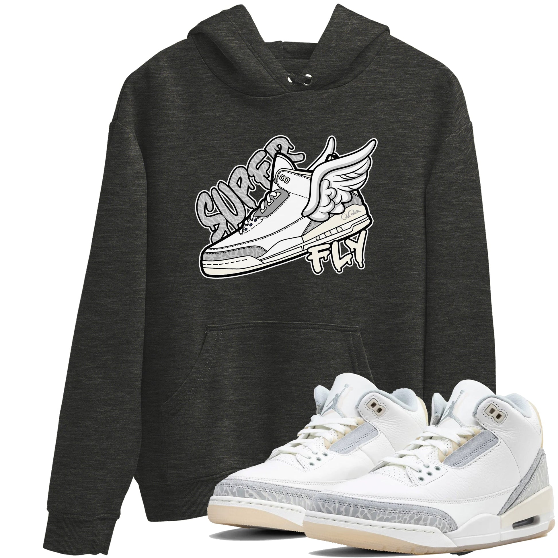 3s Ivory shirt to match jordans Super Fly sneaker tees Air Jordan 3 Ivory SNRT Sneaker Release Tees unisex cotton Charcoal Heather 1 crew neck shirt