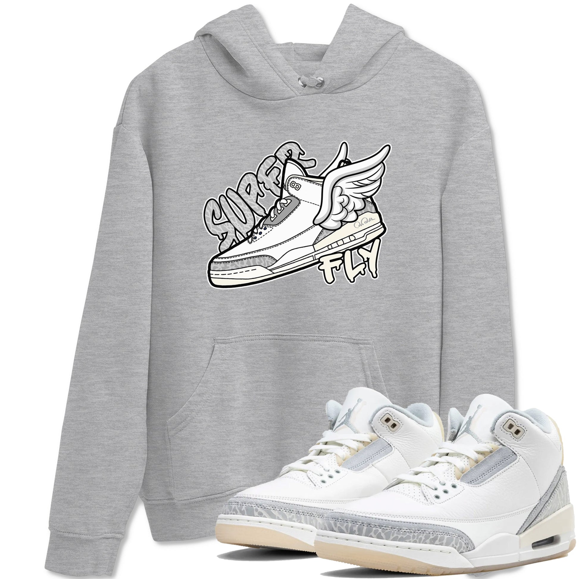 3s Ivory shirt to match jordans Super Fly sneaker tees Air Jordan 3 Ivory SNRT Sneaker Release Tees unisex cotton Heather Grey 1 crew neck shirt
