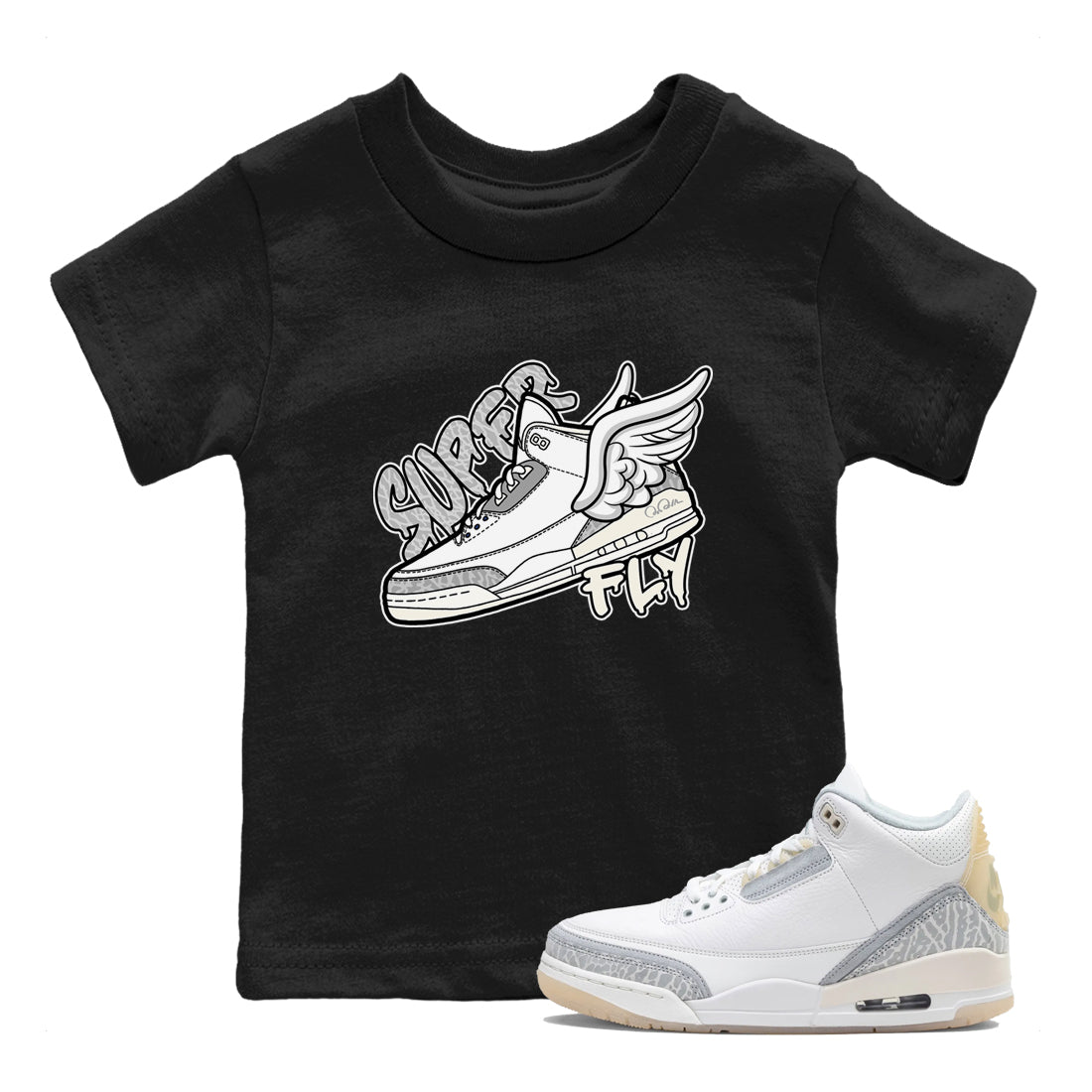 3s Ivory shirt to match jordans Super Fly sneaker tees Air Jordan 3 Ivory SNRT sneaker release tees baby toddler Black 1 cotton Shirt