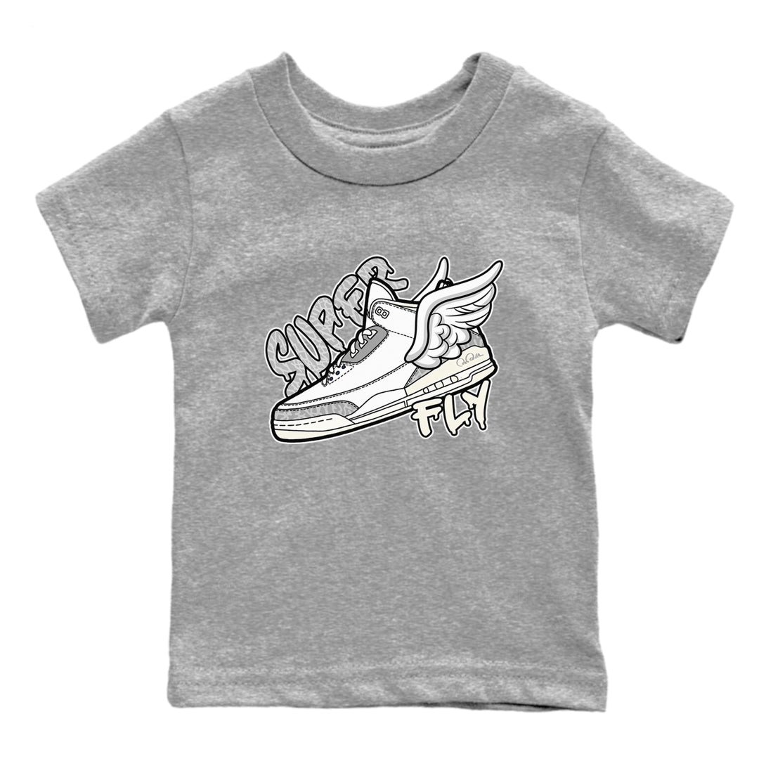 3s Ivory shirt to match jordans Super Fly sneaker tees Air Jordan 3 Ivory SNRT sneaker release tees baby toddler Heather Grey 2 cotton Shirt