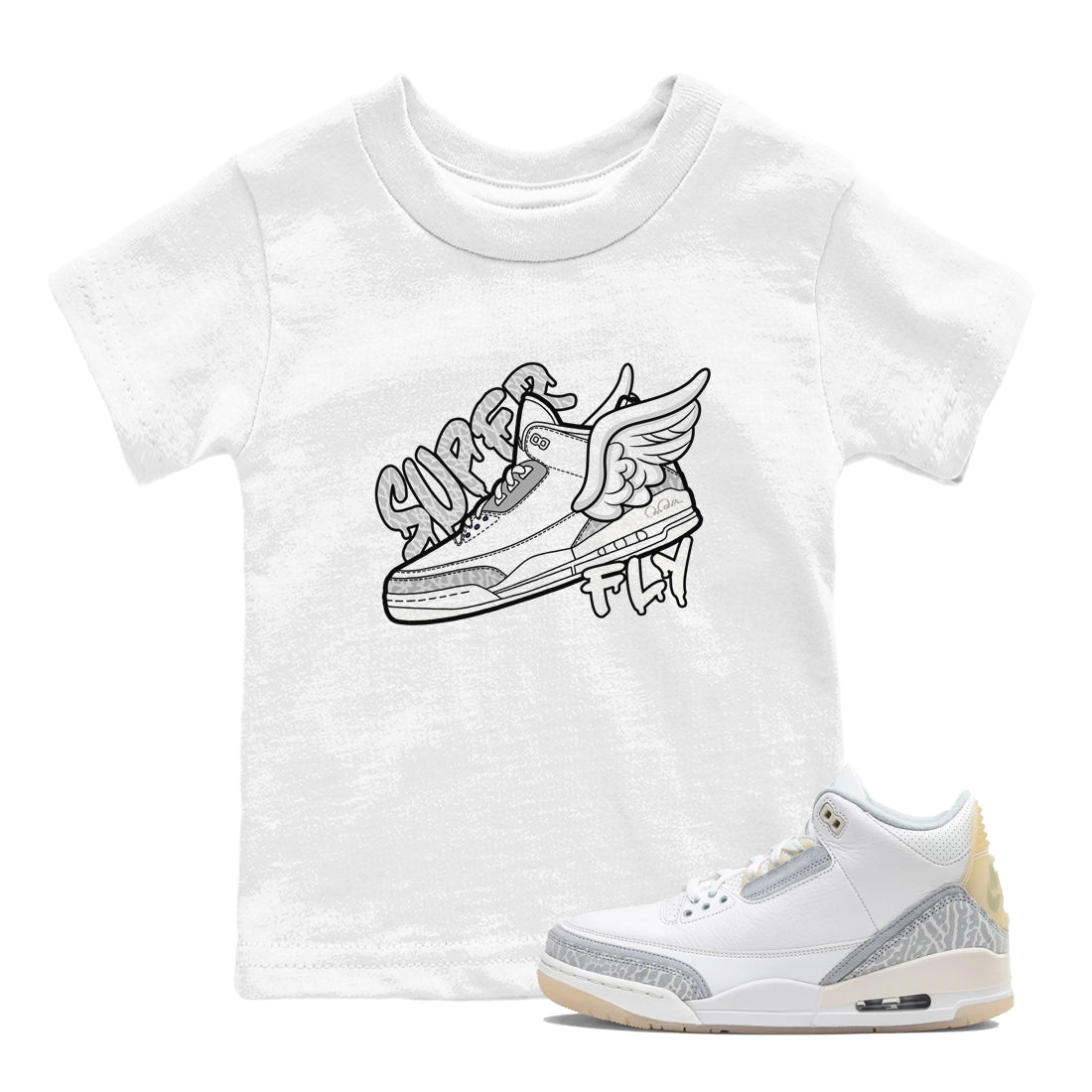 3s Ivory shirt to match jordans Super Fly sneaker tees Air Jordan 3 Ivory SNRT sneaker release tees baby toddler White 1 cotton Shirt