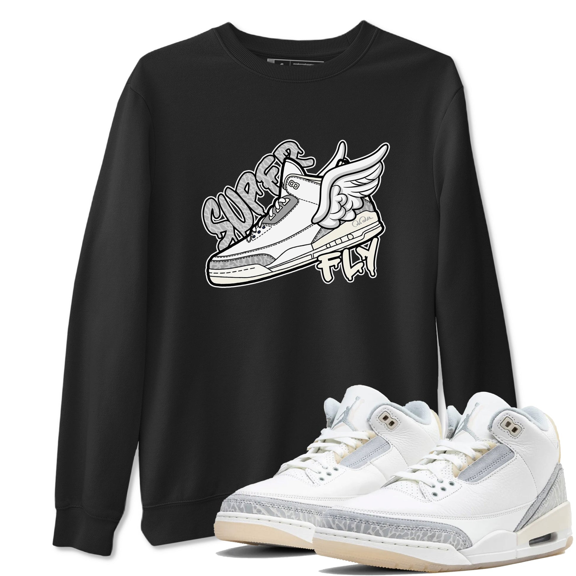 3s Ivory shirt to match jordans Super Fly sneaker tees Air Jordan 3 Ivory SNRT Sneaker Release Tees unisex cotton Black 1 crew neck shirt