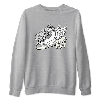 3s Ivory shirt to match jordans Super Fly sneaker tees Air Jordan 3 Ivory SNRT Sneaker Release Tees unisex cotton Heather Grey 2 crew neck shirt