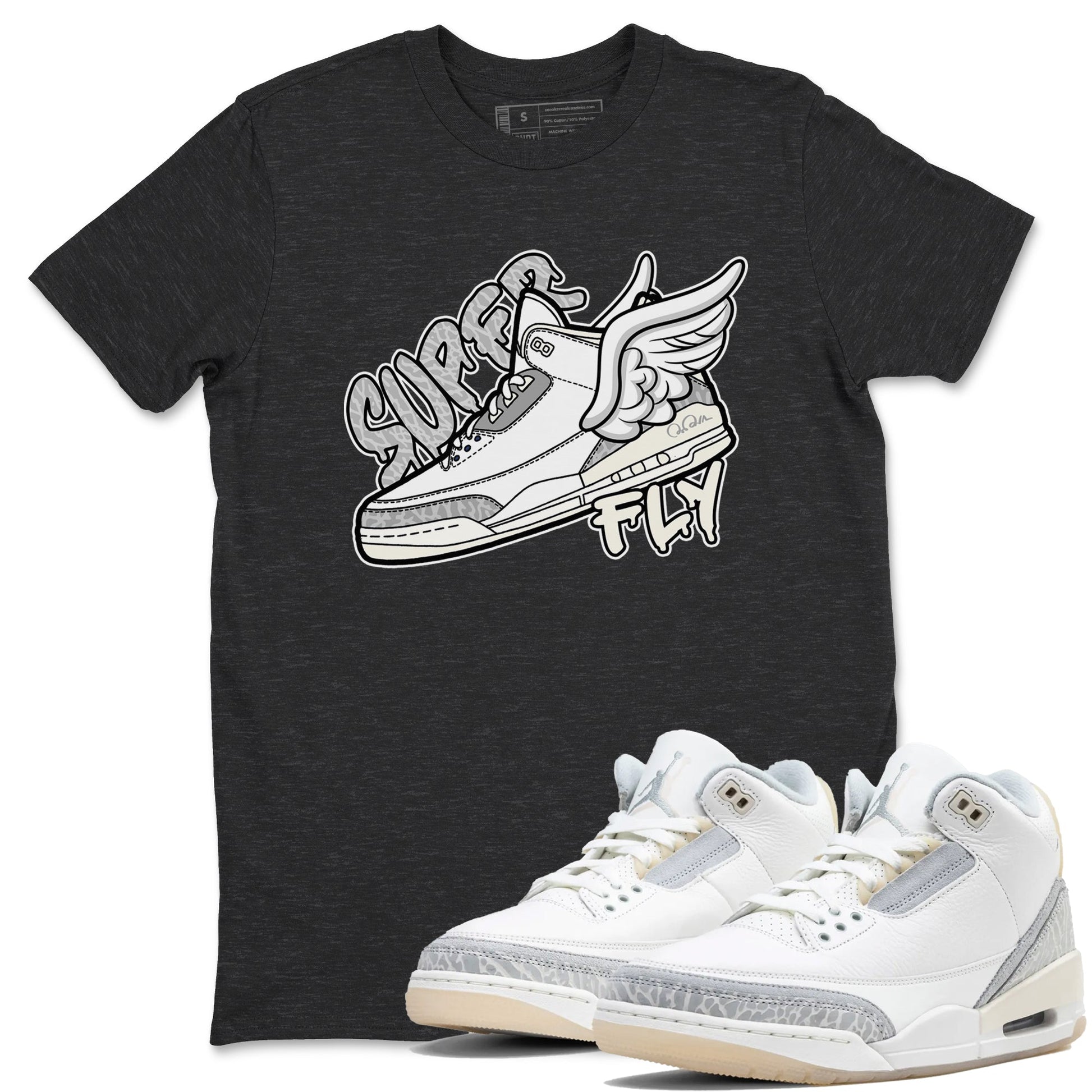 3s Ivory shirt to match jordans Super Fly sneaker tees Air Jordan 3 Ivory SNRT Sneaker Release Tees unisex cotton Charcoal Heather 1 crew neck shirt