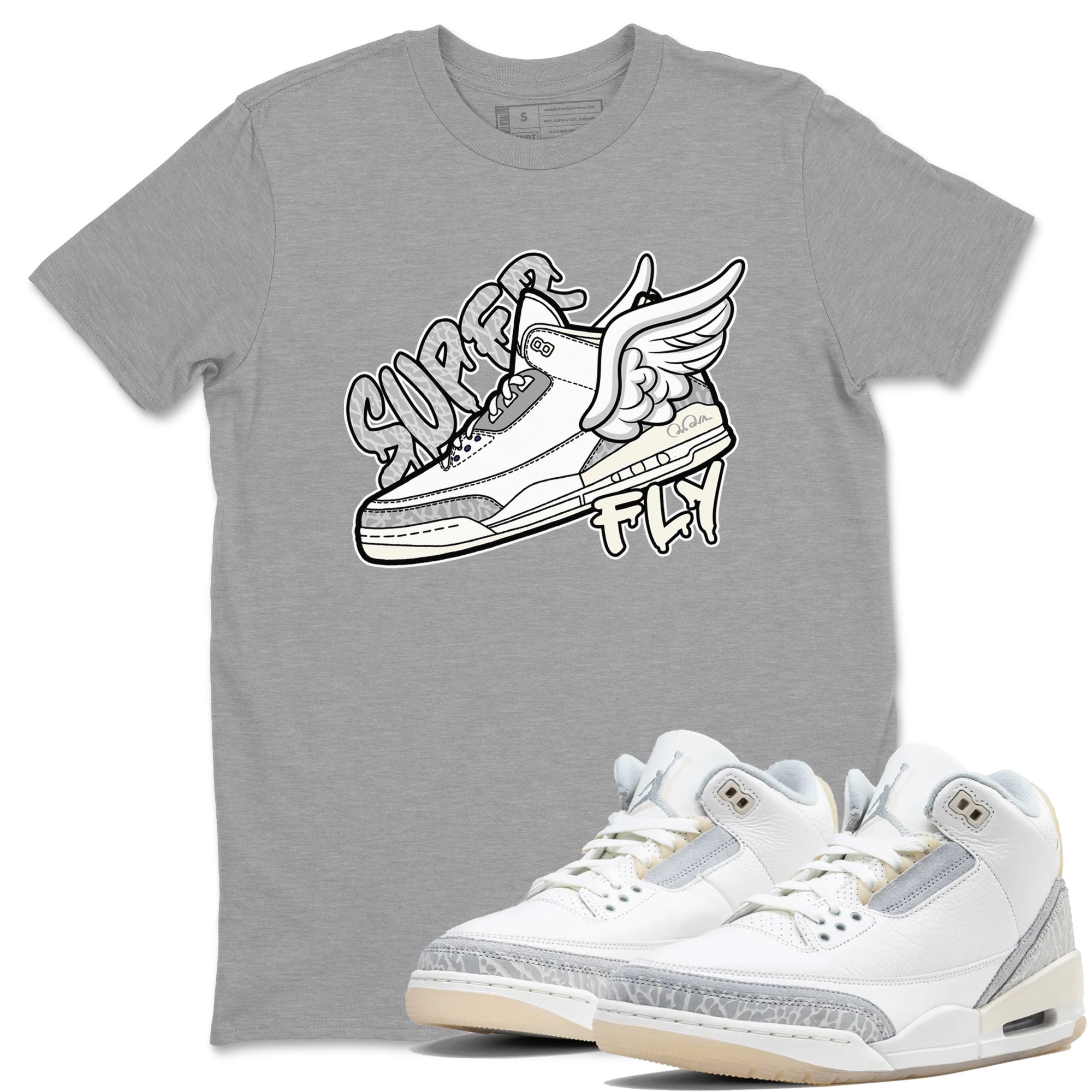 3s Ivory shirt to match jordans Super Fly sneaker tees Air Jordan 3 Ivory SNRT Sneaker Release Tees unisex cotton Heather Grey 1 crew neck shirt