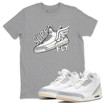 3s Ivory shirt to match jordans Super Fly sneaker tees Air Jordan 3 Ivory SNRT Sneaker Release Tees unisex cotton Heather Grey 1 crew neck shirt