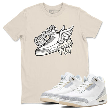 3s Ivory shirt to match jordans Super Fly sneaker tees Air Jordan 3 Ivory SNRT Sneaker Release Tees unisex cotton Natural 1 crew neck shirt