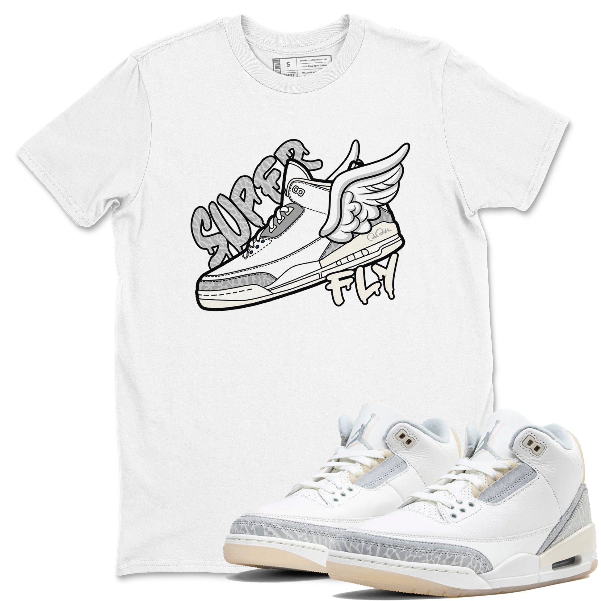 3s Ivory shirt to match jordans Super Fly sneaker tees Air Jordan 3 Ivory SNRT Sneaker Release Tees unisex cotton White 1 crew neck shirt