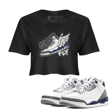 3s Midnight Navy shirt to match jordans Super Fly sneaker tees Air Jordan 3 Midnight Navy SNRT Sneaker Release Tees Black 1 crop length shirt