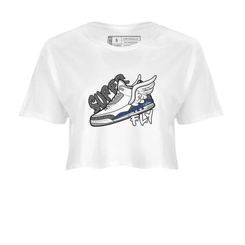 3s Midnight Navy shirt to match jordans Super Fly sneaker tees Air Jordan 3 Midnight Navy SNRT Sneaker Release Tees White 2 crop length shirt
