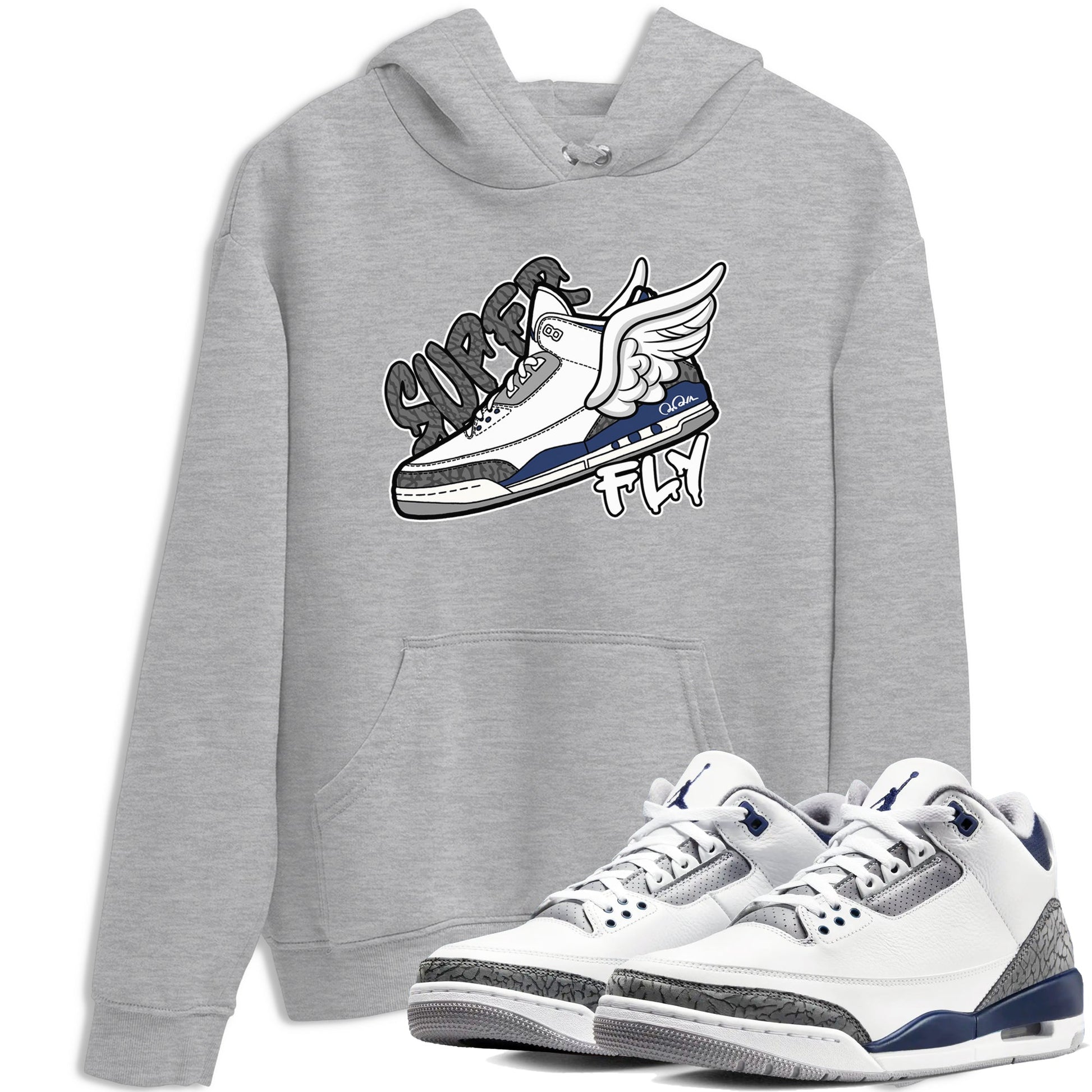 3s Midnight Navy shirt to match jordans Super Fly sneaker tees Air Jordan 3 Midnight Navy SNRT Sneaker Release Tees unisex cotton Heather Grey 1 crew neck shirt