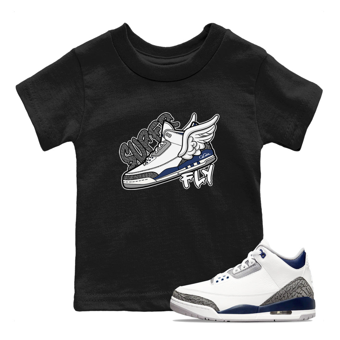 3s Midnight Navy shirt to match jordans Super Fly sneaker tees Air Jordan 3 Midnight Navy SNRT sneaker release tees baby toddler Black 1 cotton Shirt