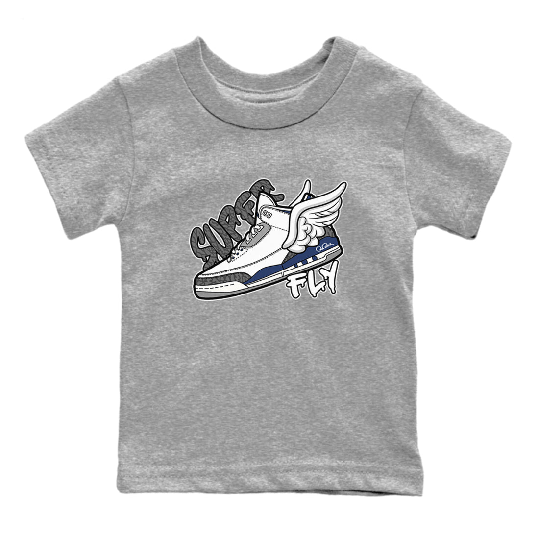 3s Midnight Navy shirt to match jordans Super Fly sneaker tees Air Jordan 3 Midnight Navy SNRT sneaker release tees baby toddler Heather Grey 2 cotton Shirt