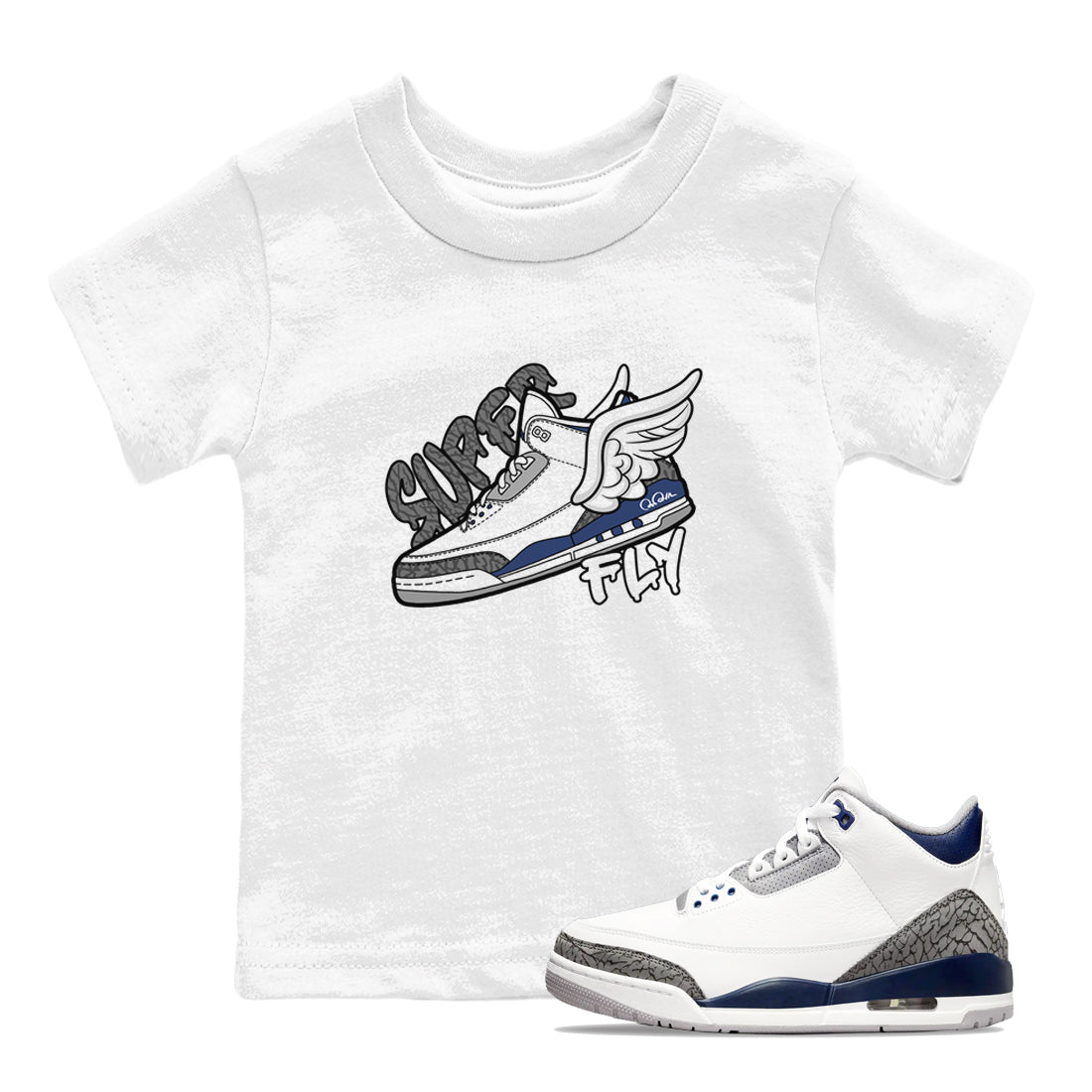 3s Midnight Navy shirt to match jordans Super Fly sneaker tees Air Jordan 3 Midnight Navy SNRT sneaker release tees baby toddler White 1 cotton Shirt