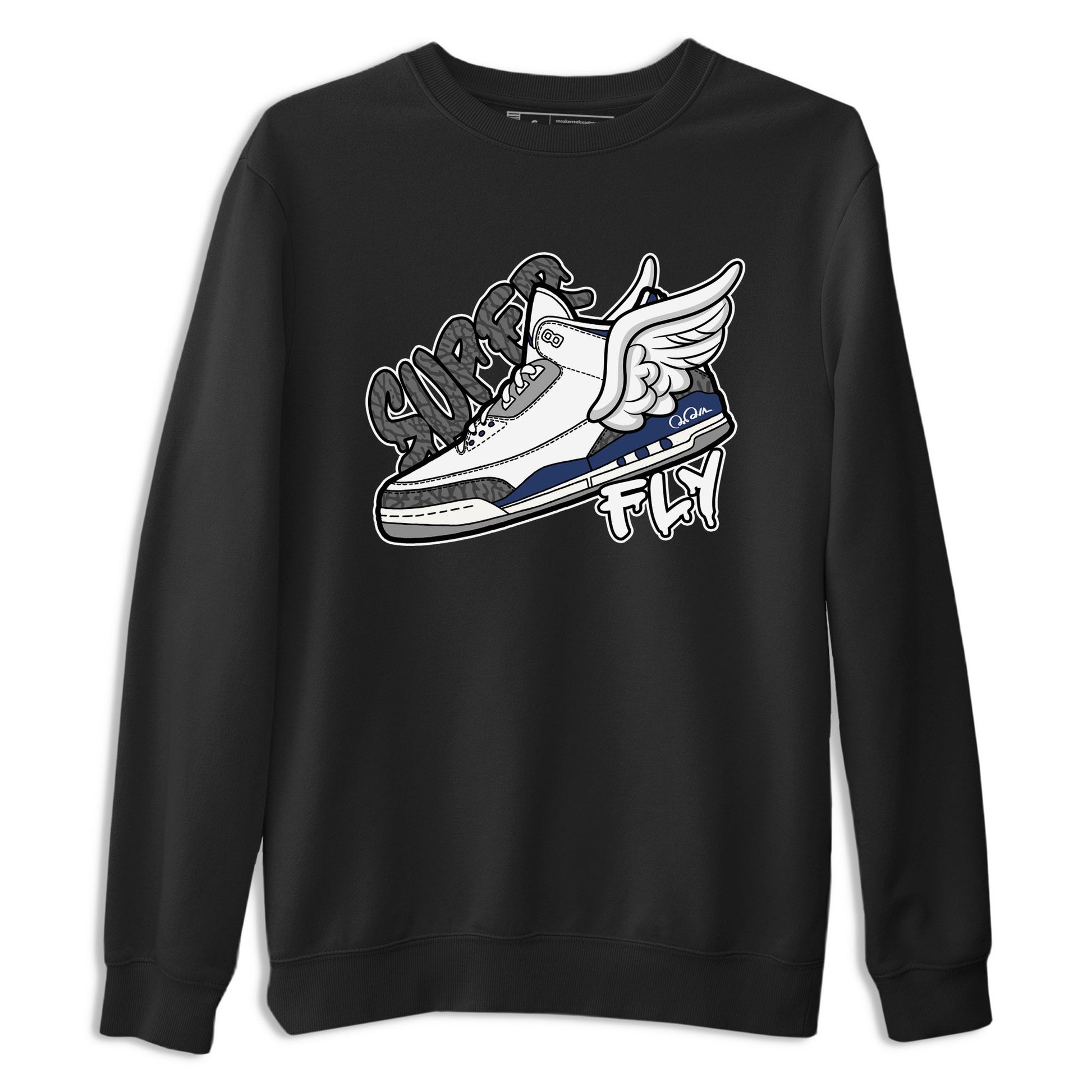 3s Midnight Navy shirt to match jordans Super Fly sneaker tees Air Jordan 3 Midnight Navy SNRT Sneaker Release Tees unisex cotton Black 2 crew neck shirt