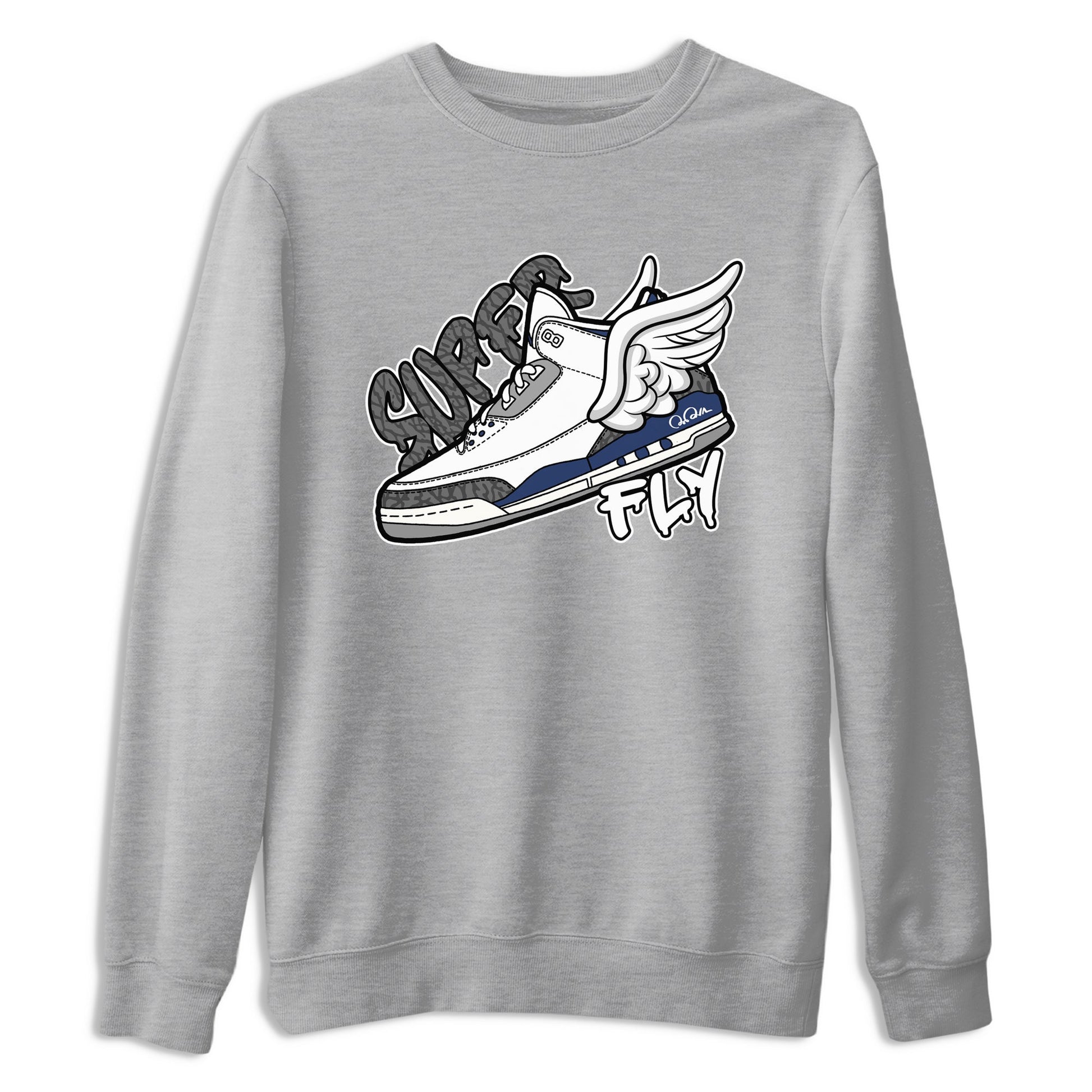 3s Midnight Navy shirt to match jordans Super Fly sneaker tees Air Jordan 3 Midnight Navy SNRT Sneaker Release Tees unisex cotton Heather Grey 2 crew neck shirt
