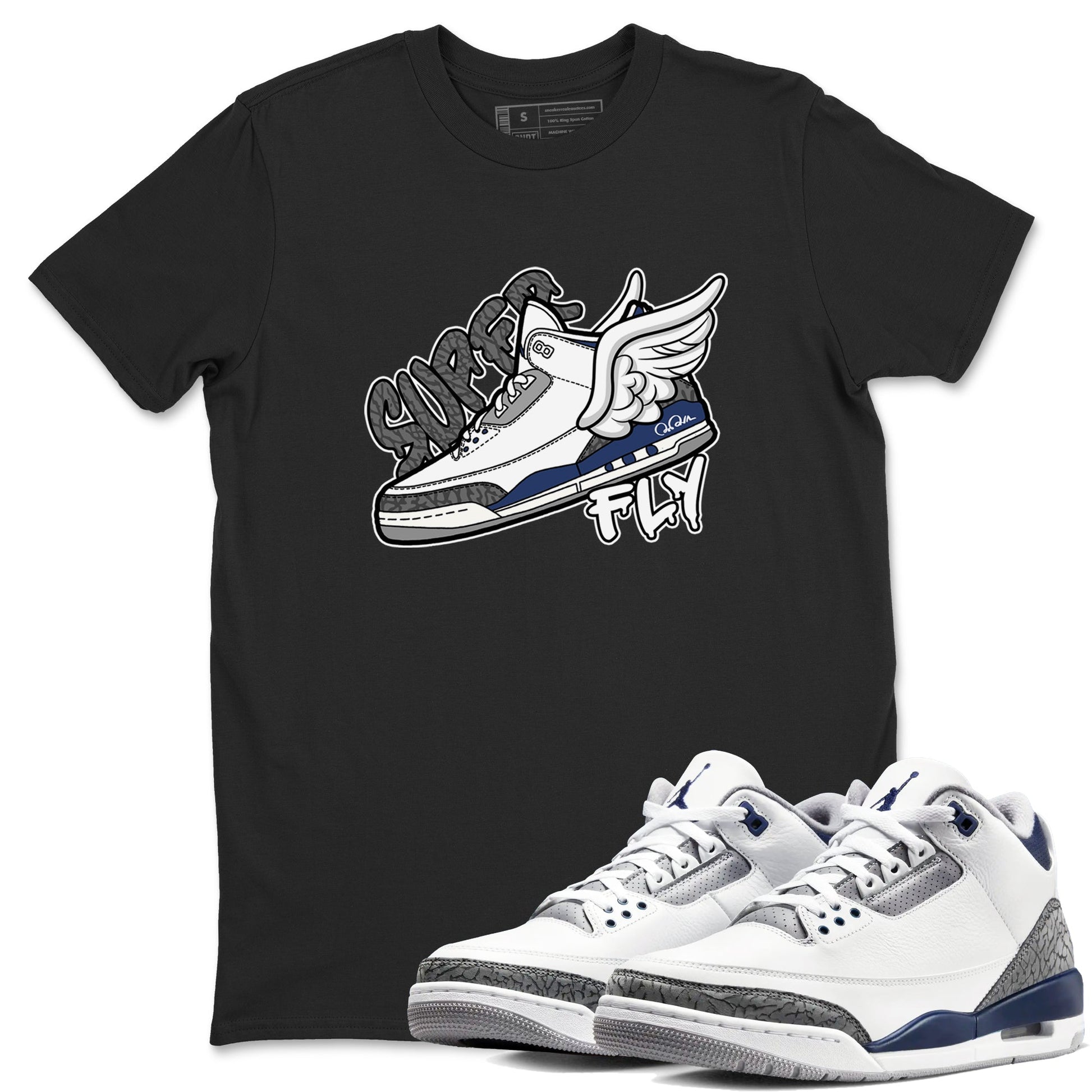 3s Midnight Navy shirt to match jordans Super Fly sneaker tees Air Jordan 3 Midnight Navy SNRT Sneaker Release Tees unisex cotton Black 1 crew neck shirt