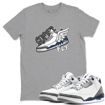 3s Midnight Navy shirt to match jordans Super Fly sneaker tees Air Jordan 3 Midnight Navy SNRT Sneaker Release Tees unisex cotton Heather Grey 1 crew neck shirt