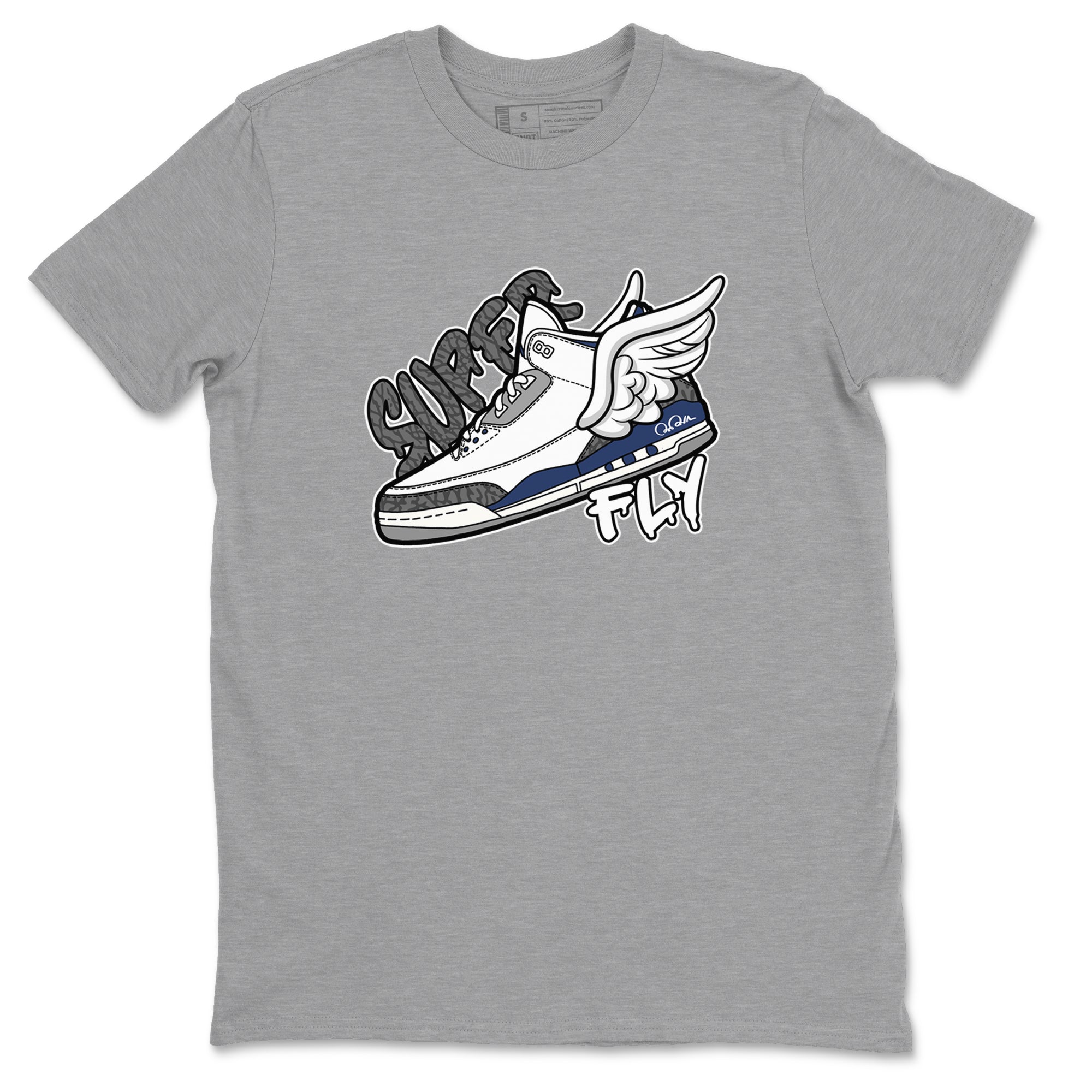 3s Midnight Navy shirt to match jordans Super Fly sneaker tees Air Jordan 3 Midnight Navy SNRT Sneaker Release Tees unisex cotton Heather Grey 2 crew neck shirt