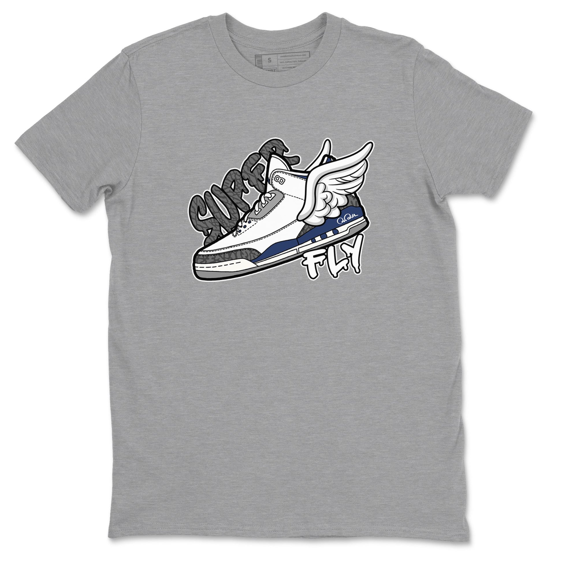 3s Midnight Navy shirt to match jordans Super Fly sneaker tees Air Jordan 3 Midnight Navy SNRT Sneaker Release Tees unisex cotton Heather Grey 2 crew neck shirt