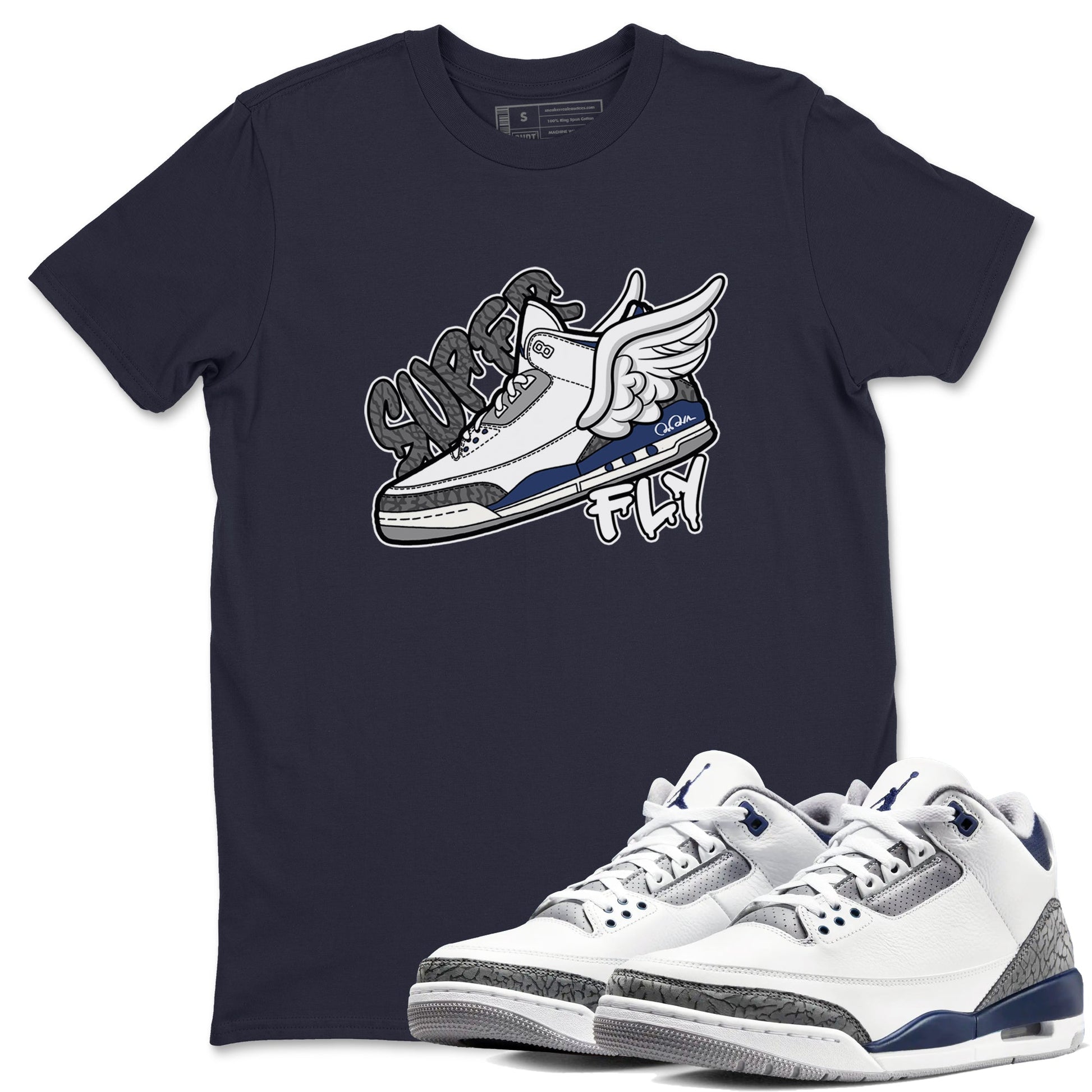 3s Midnight Navy shirt to match jordans Super Fly sneaker tees Air Jordan 3 Midnight Navy SNRT Sneaker Release Tees unisex cotton Navy 1 crew neck shirt